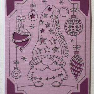 Weihnachtskarte Wintergnom pink